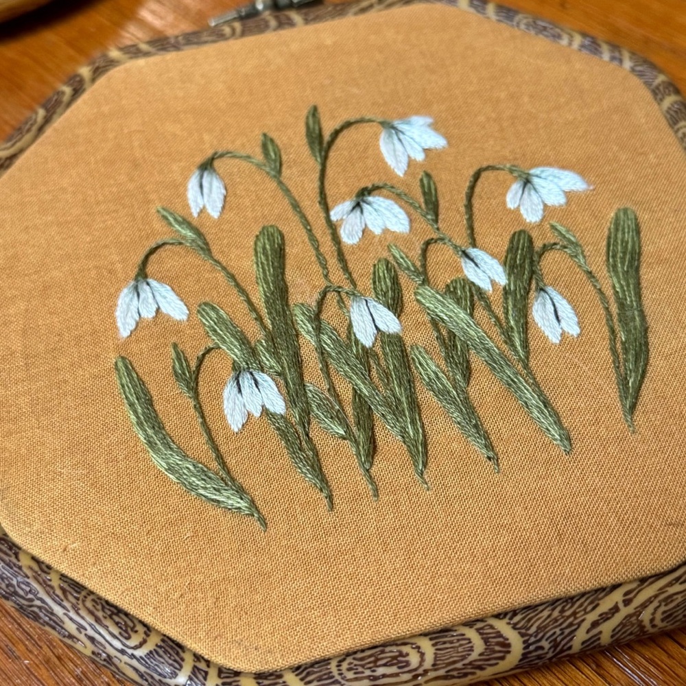 Handmade Snowdrop Embroidery Wall Art - Picture 2 of 6